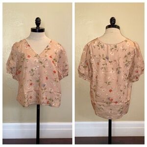 Madewell Silk Pembroke Top in Seaside Floral Avalon Pink Size Medium